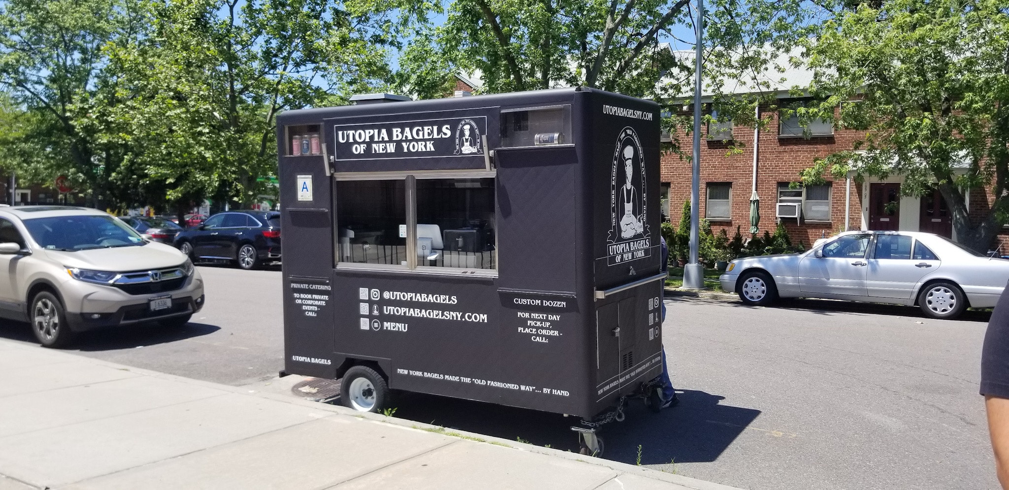 utopia bagel cart parked for morning service