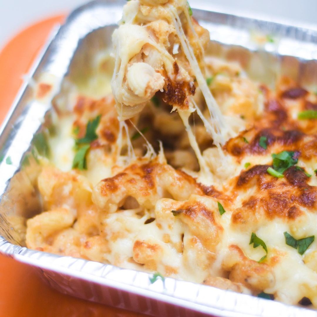 Fresh baked mac and cheese from Chop Shop Food Truck