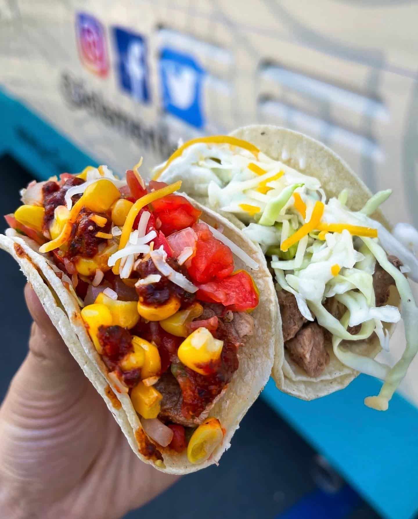Variety of tacos from 5 elementos food truck