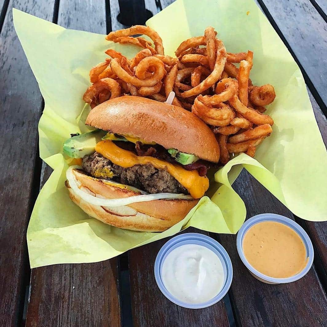 The Steamin' Burger with fries