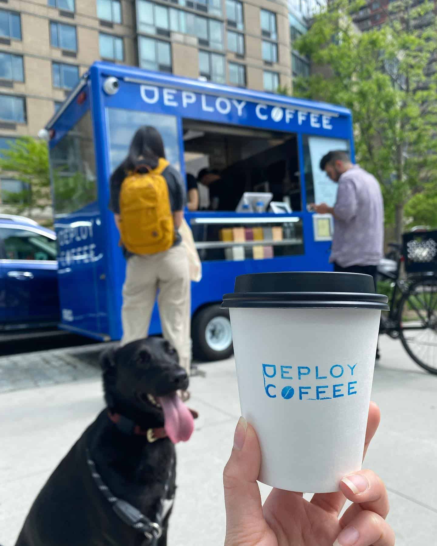 Deploy Coffee Cart, Cup of Coffee, and Dog