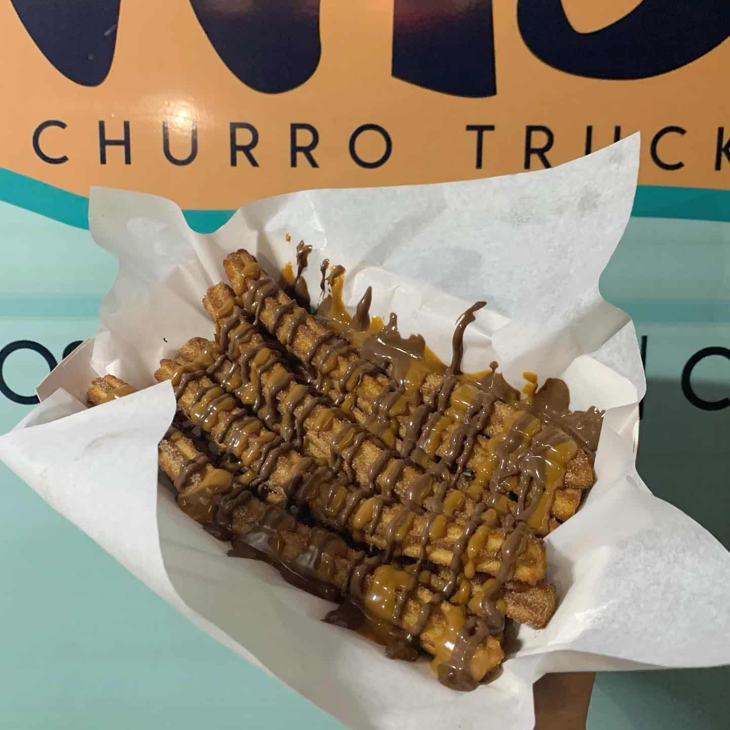 churros with a chocolate drizzle
