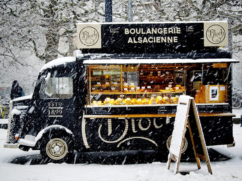 Food truck during the winter season.