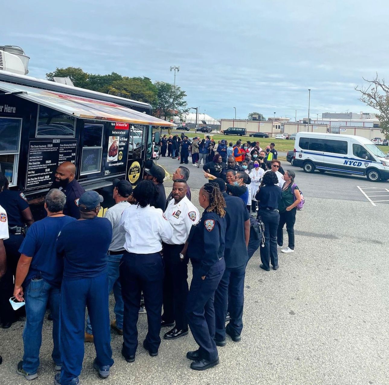 Rikers staff enjoying food truck catering