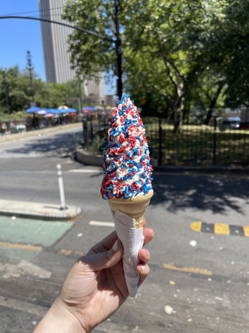 icecream with red white and blue sprinkles sunrise delight