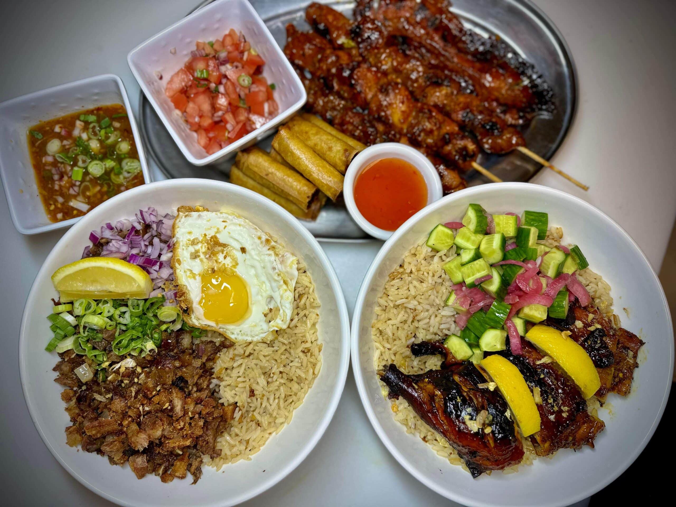 an array of different meal options offered by yumbro food truck