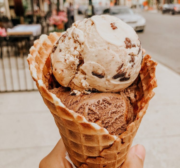 waffle cone ice cream during ice cream month